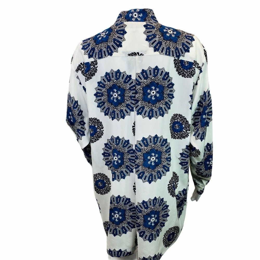 Eskandar Top Silk Button Up Ivory w Medallion - Picture 3 of 4